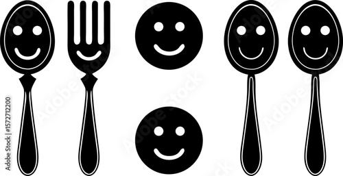 editable vector smile fork and spoon symbol design (1).eps