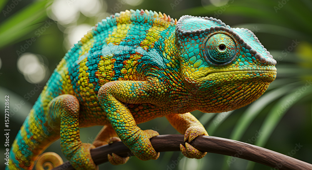 Fototapeta premium green lizard on a branch