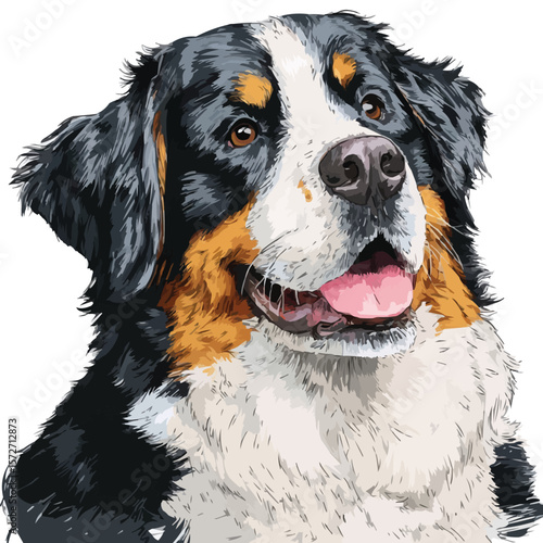 Bernese Dog Head Close-Up – Full Color Friendly Expression