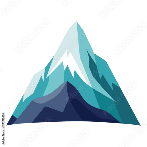 A mountain peak with a hint of snow, isolated on a clean white background, representing nature, adventure, challenge, or peace.
