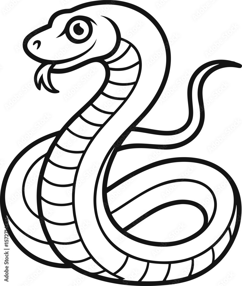 Fototapeta premium Cute cartoon cobra snake illustration isolated on white background