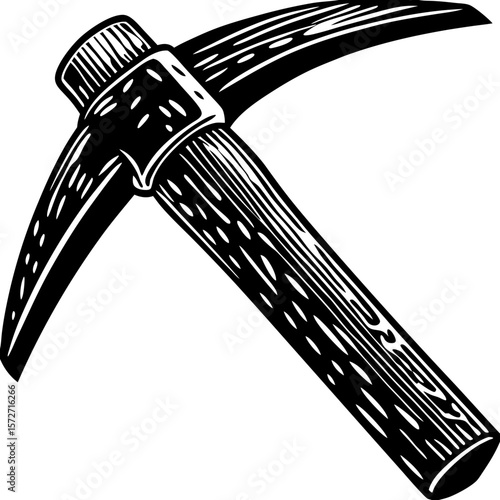 pickaxe (linocut style)