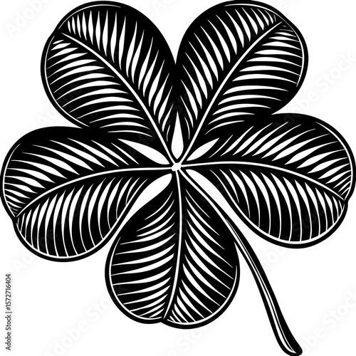 5 leaf clover (linocut style)