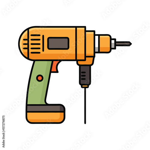 electric drill with torque adjustment ring vector
