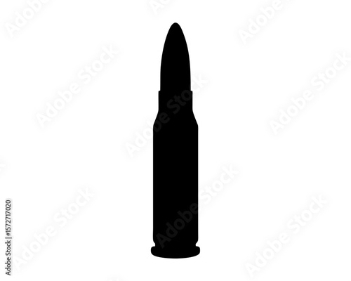 Detailed Silhouette of a Bullet Cartridge on a White Background with Sharp Precision