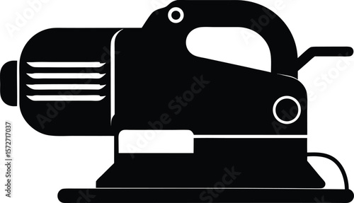 electric hand sander side view black silhouette vector