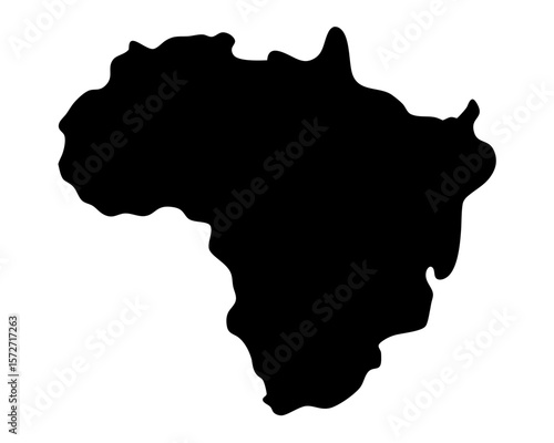 Simple black silhouette outline of the Africa continent shape on white background