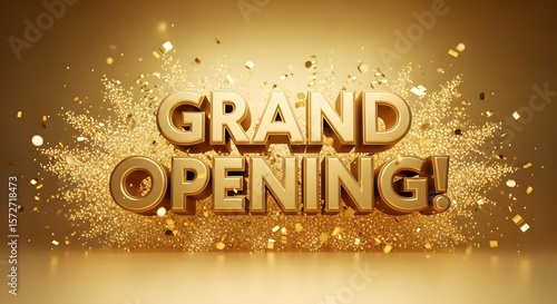 Grand Opening Gold Confetti Celebration Background