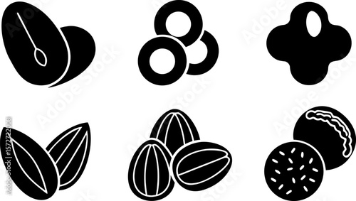 nuts icon set  vector linear flat color icon of nu (1).eps