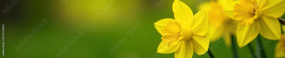 Fototapeta premium Close-up vibrant yellow daffodils blooming in garden , botany, vibrant