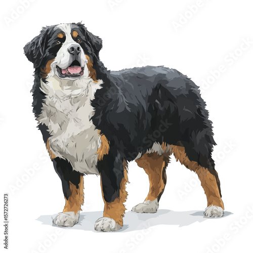 Full Body Bernese Mountain Dog – Standing Pose on White