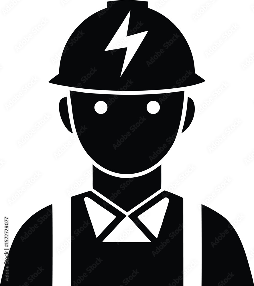 electrician man wearing helmet vector black silhouette electrician man wearing helmet vector black silhouette