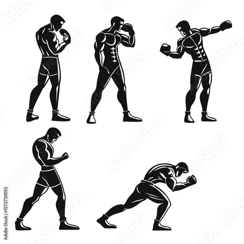 Muscular boxers in dynamic poses boxing athletes