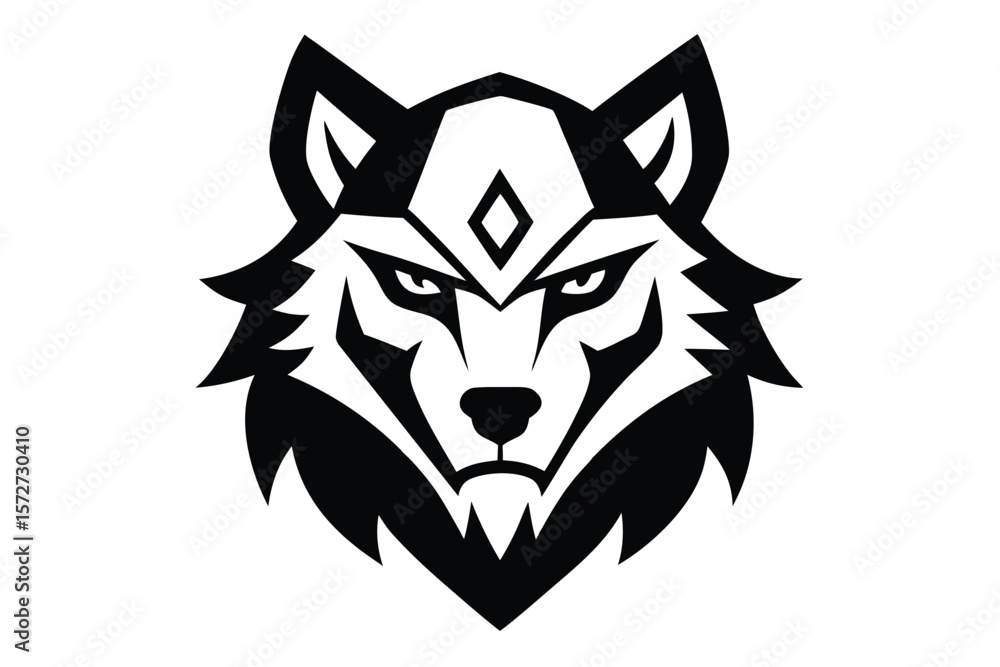 Fototapeta premium White Arctic Wolf Head – Cold Climate Vector Illustration