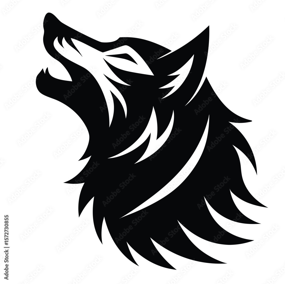 Obraz premium Sleek Howling Wolf Head – Stylish Wildlife Vector for Gear and Apparel