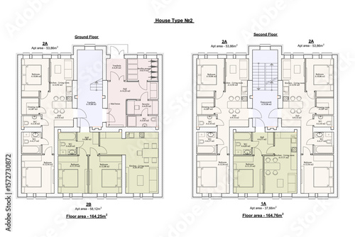 Vector architectural project of a multistory building floor plan	
