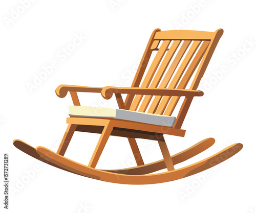 Slatted Wooden Rocking Chair for Outdoor Relaxation