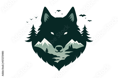 Forest Wolf Double Exposure – Wildlife and Nature Themed Animal Art