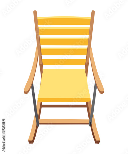 Bright Yellow Rocking Chair Slatted Back