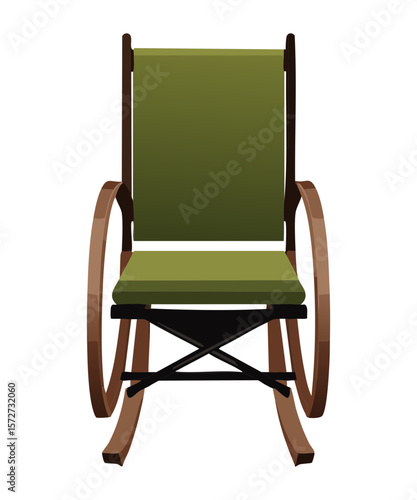 Olive Green Slatted Chair Wooden Arms