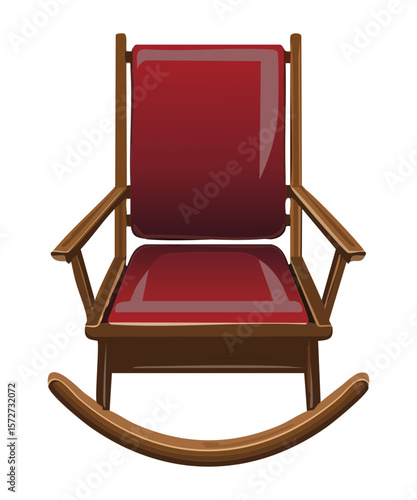 Maroon Wooden Chair Armrests Included Design