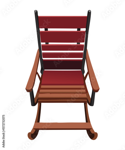 Red Wooden Chair Slatted Back Design