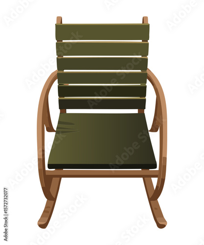 Olive Green Slatted Chair Wooden Frame