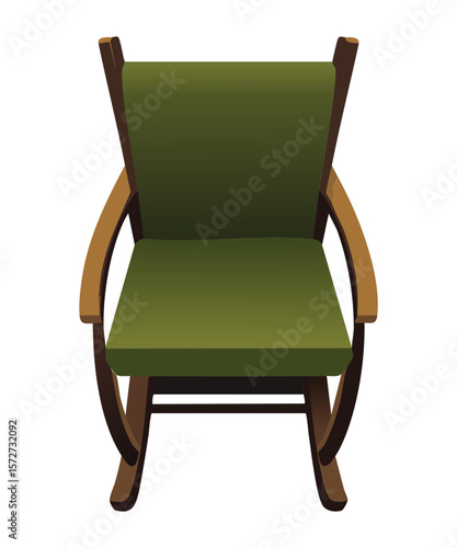 Olive Green Rocking Chair Wooden Frame