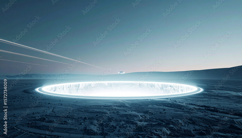 Obraz premium クレーターに広がる神秘的な光のエネルギー