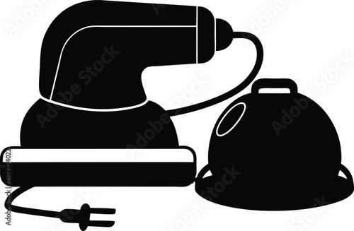 electric sander with dust bag black silhouette vector