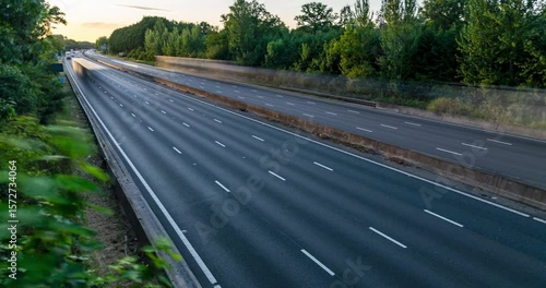 Highway traffic at different times of day