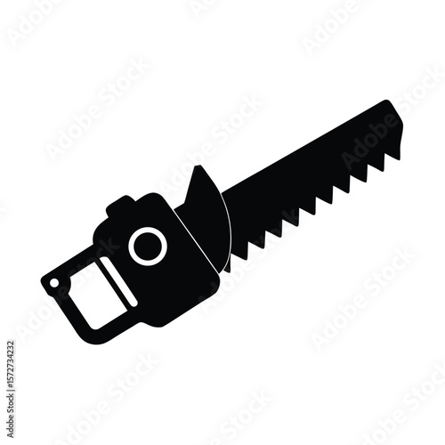 electric saw with visible blade teeth black silhouette