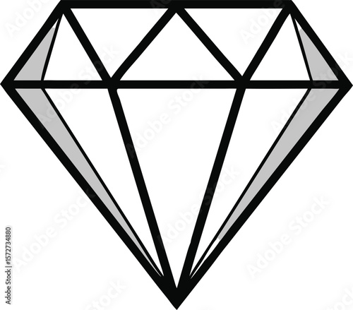 A sharp precisely cut diamond facet, isolated on a white background, for luxury, jewelry, brilliance, or precious.