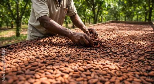 Cocoa Bean Drying Process on a Plantation