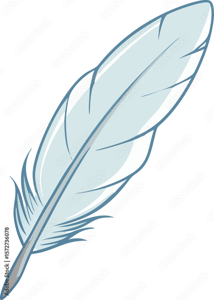 Fototapeta premium A single delicate feather with a soft texture, isolated on white, for lightness, freedom, nature, or elegance.