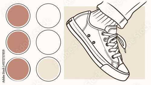 Vector tylish sneaker with casual look, paired with sock, showcases blend of colors