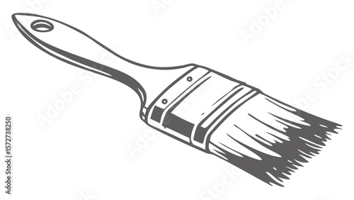Vector Detailed illustration of paintbrush with wide bristle head, perfect for artistic projects