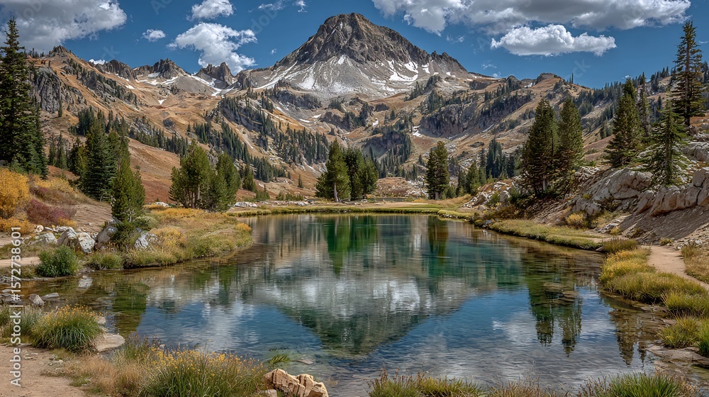 Fototapeta premium Majestic Mountain Lake Reflection in Autumn