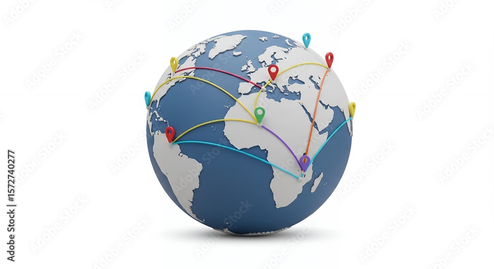 Fototapeta premium World globe with interconnecting locations