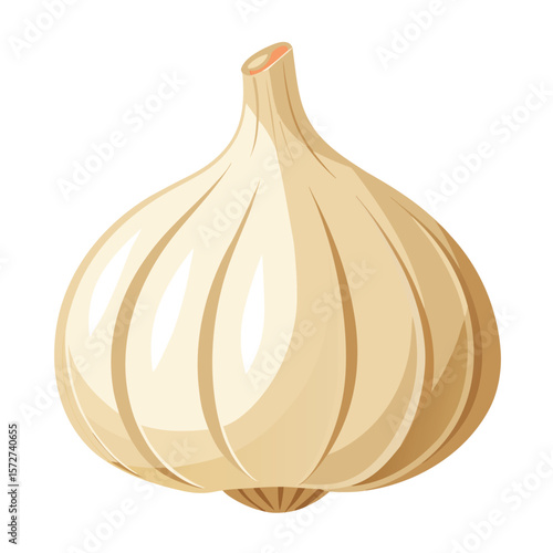 A single plump garlic clove with a subtle papery texture, isolated on white, for cooking, spice, healthy food, or flavor.