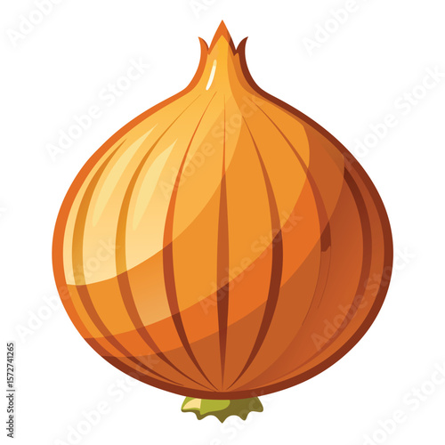 A single plump onion with a few outer layers, isolated on white, for vegetables, cooking, fresh produce, or ingredients.