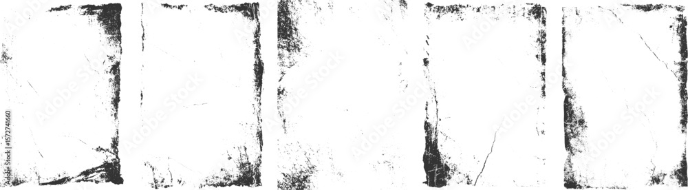Grunge Black and White urban vector texture Frames.  abstract textures on white for design, transparent background