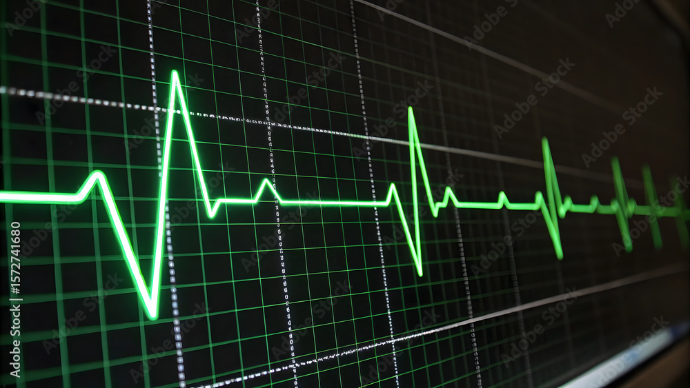 Naklejka premium Heartbeat monitoring display shows vital signs during a medical examination