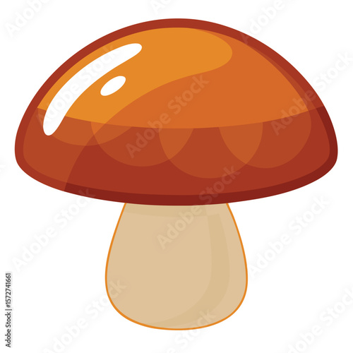 A single plump mushroom with a rounded cap, isolated on white, representing nature, forest, organic, or cooking ingredients.