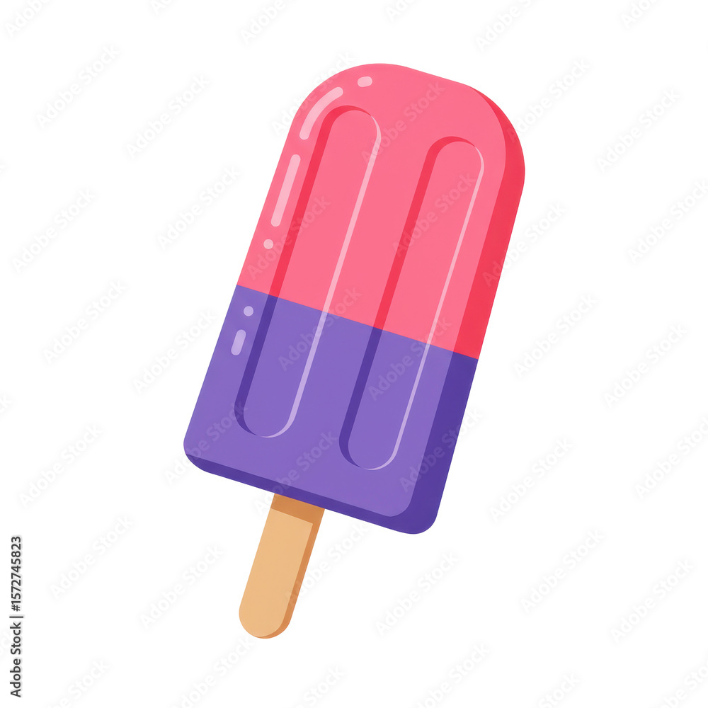 Vibrant popsicle with a gradient design, resting on a clean surface, evoking summer fun Vibrant popsicle with a gradient design, resting on a clean surface, evoking summer fun