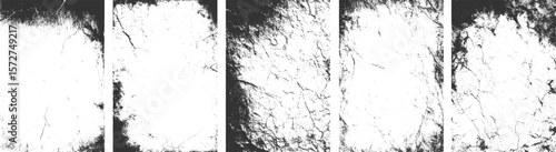 Set of grunge square frame textures for creative design. Overlay textures set stamp with grunge effect, transparent background