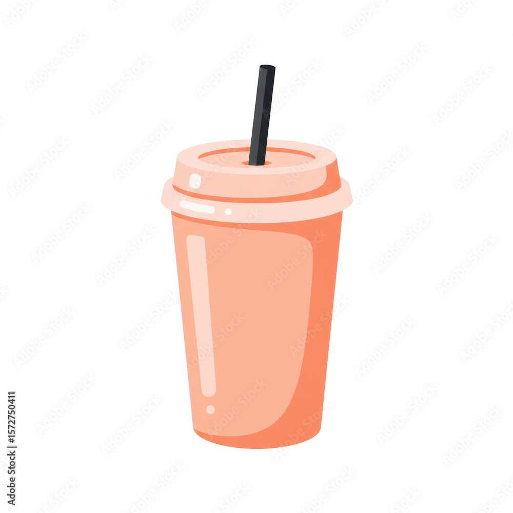 A vibrant beverage cup with a straw, set against a minimalist background A vibrant beverage cup with a straw, set against a minimalist background