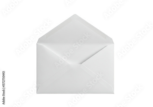 An open white envelope awaits a message, symbolizing communication and correspondence isolated on transparent background