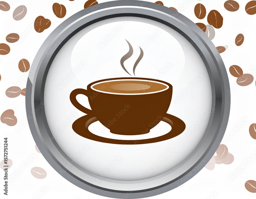 Obraz premium Coffee Cup Icon With Coffee Beans