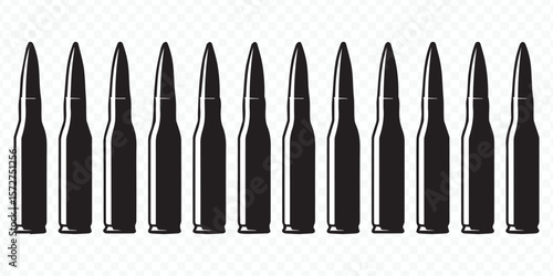 high-definition military bullet silhouette vector, detailed ammunition graphic for defense and security use